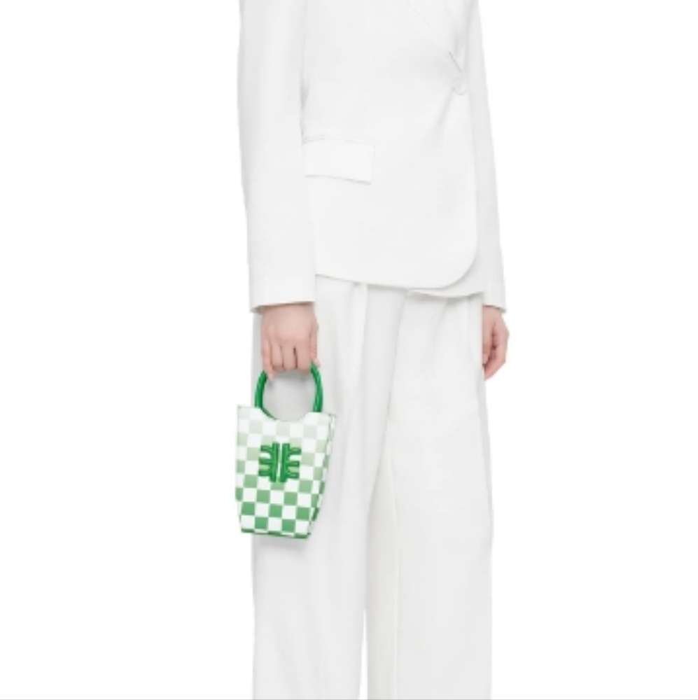 JW PEI Green Checkerboard Phone Crossbody Mini Bag Vegan Trendy IT Bag - Picture 4 of 12
